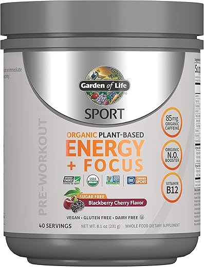 Sport: Energia e Foco em Pó Pré-Treino Vegano à Base de Plantas, Orgânico e Limpo – 100g - Garden of Life