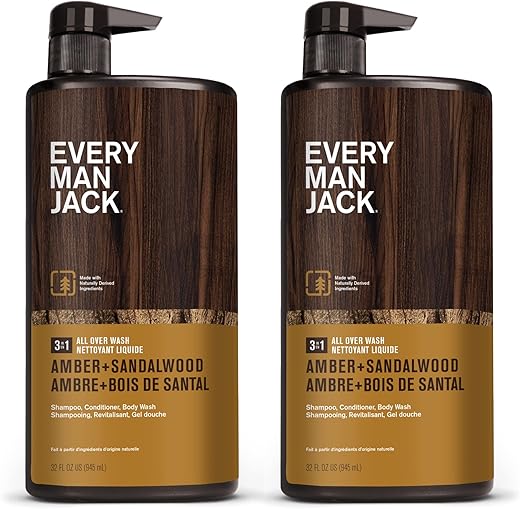 Sabonete Líquido 3 em 1 para Homens – Limpeza e Nutrição da Pele e Cabelo com Proteínas de Soja, Aloe Vera e Âmbar – 300ml - Every Man Jack