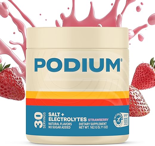 Pó de Eletrólitos de Sal para Treinamento, Sabor Morango, Hidratação Pós-Treino - Podium Nutrition