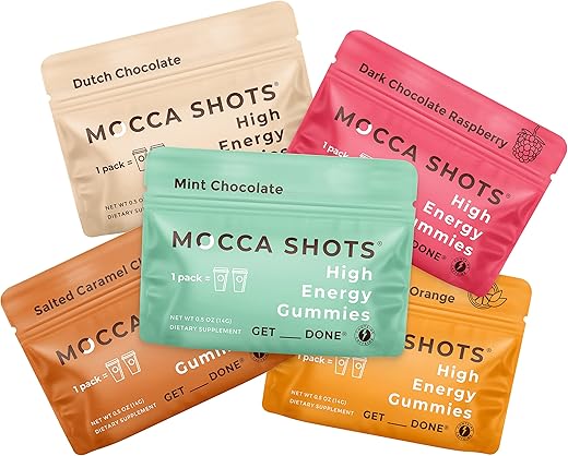 Seattle Gummy Company – Gomas Energéticas de Cafeína 12-Pack, Pack Variado Mocca Energy Chews, Nootrópico, Vegano, à Base de Plantas, Sem Glúten, 200mg de Cafeína - SGC