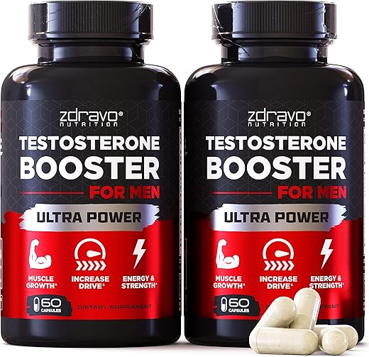 ZDRAVO NUTRITION - Suplemento de Testosterona para Homens – Aumento Muscular, Libido e Energia – Pílulas Potencializadoras Masculinas – Treino