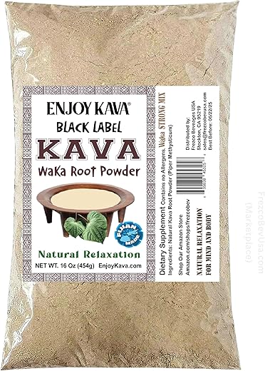 Enjoy Kava - Aproveite Kava® Pó de Raiz de Kava Nobre (16 Oz Bag) Bebida de Kava Herbal … Black Label – 100% Natural e Autêntico