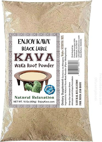 Enjoy Kava - Aproveite Kava® Pó de Raiz de Kava Nobre (16 Oz Bag) Bebida de Kava Herbal … Black Label – 100% Natural e Autêntico