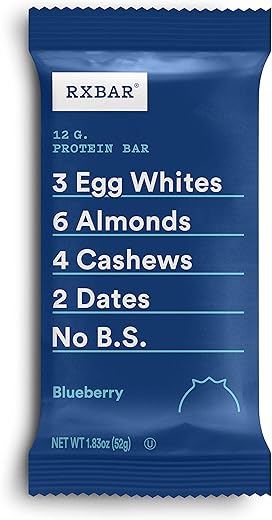 Blueberry: Barra de Proteína, Lanche Rico em Proteínas, Sem Glúten, Embalagem com 24 Unidades - RXBAR