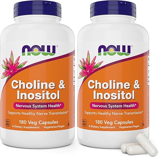 NOW Foods - Now Choline – Potencialize sua saúde cerebral com o poder do Now Choline – 60 cápsulas de 500mg