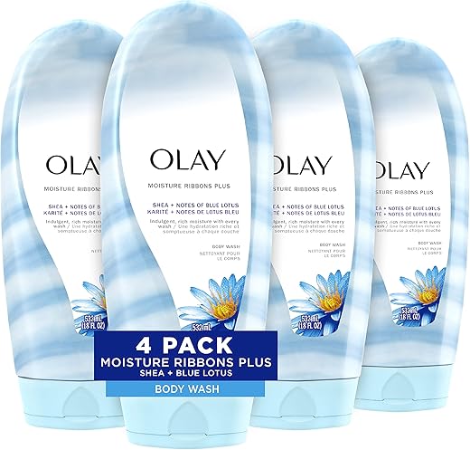Body Wash Shea Blue Lotus 18 Fl Oz, Pack 4 – Hidratante com Fitas de Umidade, Perfume e Suavidade  Olay - Olay