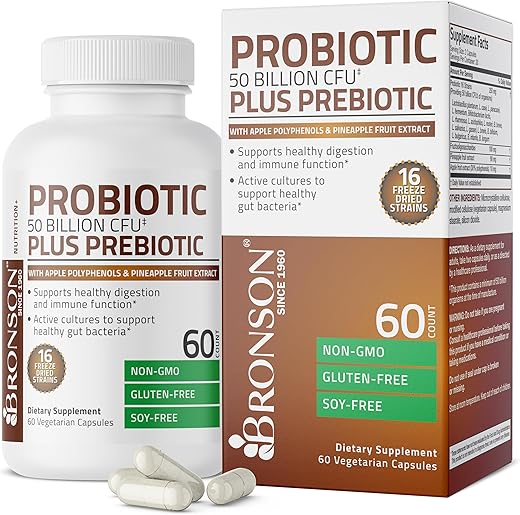 Probiótico 50 Bilhões UFC Prebiótico com Polifenóis de Maçã – Aumente sua saúde intestinal com eficácia! - Bronson