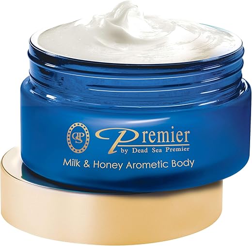 Premier by Dead Sea Premier - Premier Dead Sea Manteiga Corporal Aromática – Leite e Mel, Cuidados Anti-Envelhecimento para a Pele, Hidratante com Manteiga de Karité, Firmeza, Manchas de Idade, Pescoço – 100g