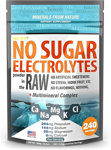 FAST LYTE - Pó de Eletrólitos Sem Açúcar na Raiz | Misture em Café, Sopa, Suco, Água, Smoothies, Caldo, Tudo | Sem Adoçantes ou Aromatizantes | Keto