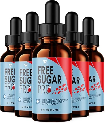 Fyvus - (5 Pacotes) Free Sugar Pro – Alívio Líquido Natural Gratuito de Açúcar, Frasco de Gotas Líquidas FreeSugar Pro Força Máxima Avançado Suporte à Saúde para Mulheres e Homens, Free Sugar Pro Suplemento Líquido