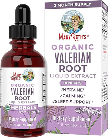 Valerian Root Liquid Drops | 2 Meses de Fornecimento | Sem Açúcar | Valerian Root Drops Orgânico Certificado pelo USDA | Suporte ao Sono | Alívio Calmo e do Estresse | Vegano | Não-OGM | Sem Glúten - MaryRuth Organics