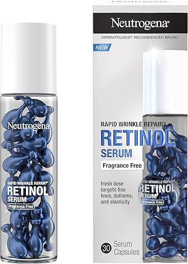 Rapid Wrinkle Repair – Serum Facial Retinol em Cápsulas, Sem Fragrância, Combate Linhas Finas, Rugas, Opacidade, Livre de Álcool - Neutrogena