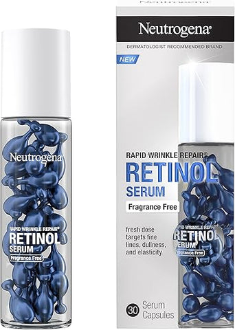 Rapid Wrinkle Repair – Serum Facial Retinol em Cápsulas, Sem Fragrância, Combate Linhas Finas, Rugas, Opacidade, Livre de Álcool - Neutrogena