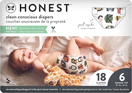 The Honest Company - Fraldas Tamanho 6 Todas as Letras – Marca: DIAPERS – Máxima Absorção – 100% Conforto – Entrega Rápida