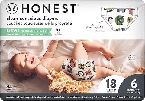 The Honest Company - Fraldas Tamanho 6 Todas as Letras – Marca: DIAPERS – Máxima Absorção – 100% Conforto – Entrega Rápida