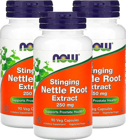 NOW Foods - Now Foods Extrato de Raiz de Urtiga 250mg, Cápsulas Vegetais, 90 Unidades (Pacote com 3)