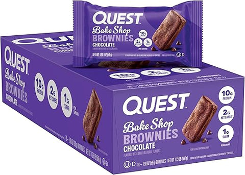 Quest Nutrition - Quest Bake Shop: Brownies de Chocolate, 10g Proteína, 2g Carboidratos Líquidos, 1g Açúcar, 10 Unidades