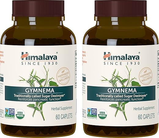 Orgânico Gymnema Suplemento Herbal Certificado USDA Orgânico, Não-OGM, 700 mg, 60 Cápsulas à Base de Plantas, 60 Dias de Fornecimento, 2 Pacotes - Himalaya
