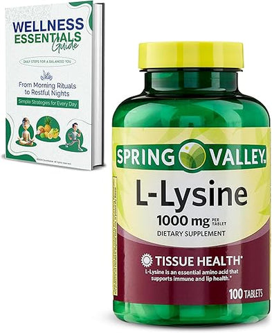 Generic - Lysine 1000mg | 100 Comprimidos | Suporte para Pele, Sistema Imunológico e Produção de Colágeno | Livre de Glúten | Suplemento Nutricional de Aminoácidos L-Lisina para