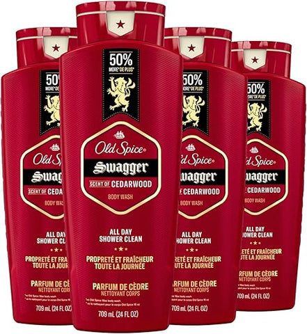 Swagger – Sabonete Líquido para Homens, Fragrância de Confiança, 710 ml (Pacote com 4 unidades) - Old Spice