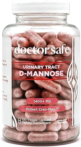 DOCTOR SAFE - Cranberry D-Mannose 1400mg – Suplemento para Saúde Urinária e Vaginal – Suporte Natural UT – Ação Rápida – Detox – 1400mg de Cranberry em Cápsulas