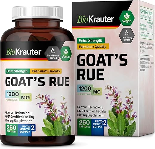 BIO KRAUTER - Goats Rue 1200 mg – 250 Cápsulas Veganas – Suporte à Lactação Natural