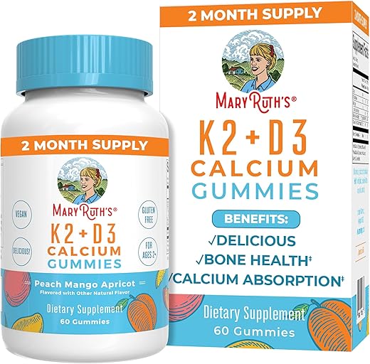 MaryRuth Organics - Cálcio com Vitamina D – Fortaleça seus ossos  X – 60 cápsulas de 500mg
