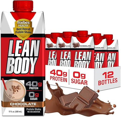 Labrada - Lean Body Shake de Proteína de Chocolate Pronto para Beber, 40g de Proteína, Mistura de Whey, 0 Açúcar, Sem Glúten, 22 Vitaminas