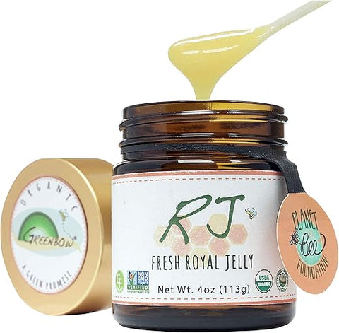 Organic Fresh Royal Jelly – 100% Certificado Orgânico pelo USDA, Não-OGM, Halal, Puro, Livre de Glúten – Um dos Mais Nutritivos – (113g) - Greenbow