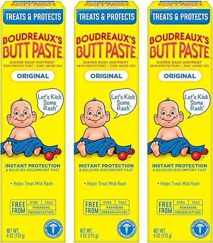Boudreaux's Butt Paste - Boudreaux’s Butt Paste Pomada para Assaduras, 4 Oz, 3 Pacotes – Original, Proteção e Alívio