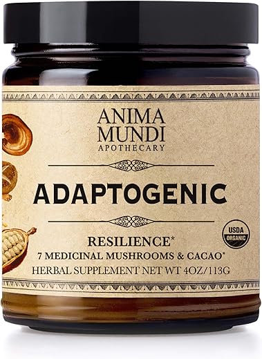 Anima Mundi Apothecary - Anima Mundi Cogumelo Orgânico – Cacau com Cogumelos Adaptogênicos – Pó de Cogumelo Revigorante com Lion’s Mane, Shiitake, Chaga – 100g