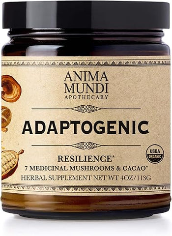 Anima Mundi Apothecary - Anima Mundi Cogumelo Orgânico – Cacau com Cogumelos Adaptogênicos – Pó de Cogumelo Revigorante com Lion’s Mane, Shiitake, Chaga – 100g