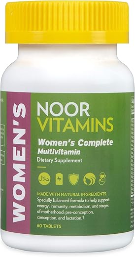 Halal – Multivitamínico Feminino – 60 cápsulas – 100% Halal – Fórmula Completa – Energia e Saúde – Marca Noor - Noor Vitamins