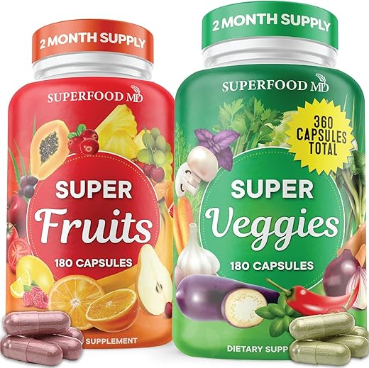 Superfood MD - Suplemento de Frutas e Vegetais Superfood – 360 Suplementos Integrais de Frutas e Vegetais