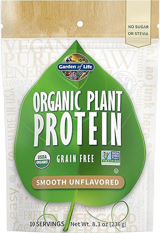 Proteína em Pó à Base de Plantas Orgânica – Sem Sabor Suave – Vegano, Livre de Grãos – 454g - Garden of Life