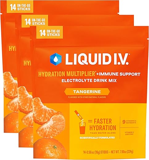 Suporte Imunológico Hidratação Multiplier – Tangerina | Pó para Bebida com Eletrólitos | 3 Pacotes (42 Porções) - Liquid I.V.