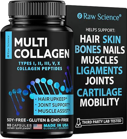 S RAW SCIENCE - Pílulas de Colágeno Multi – Suplemento de Colágeno para Mulheres – Marca em Destaque