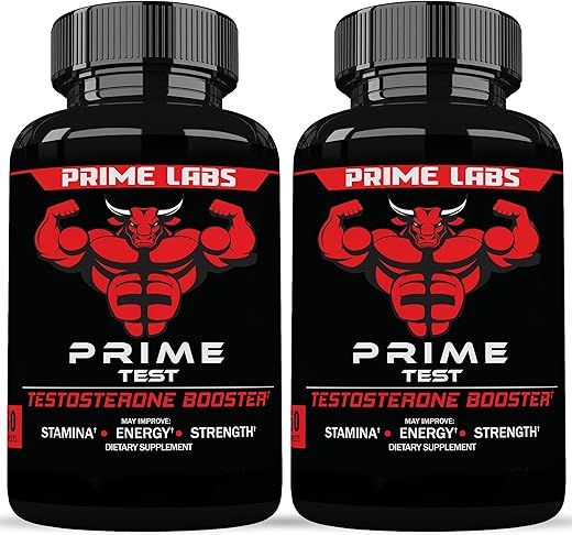 Booster de Testosterona para Homens (2 Pacotes) – Resistência, Durabilidade – 60 Cápsulas - Prime Labs