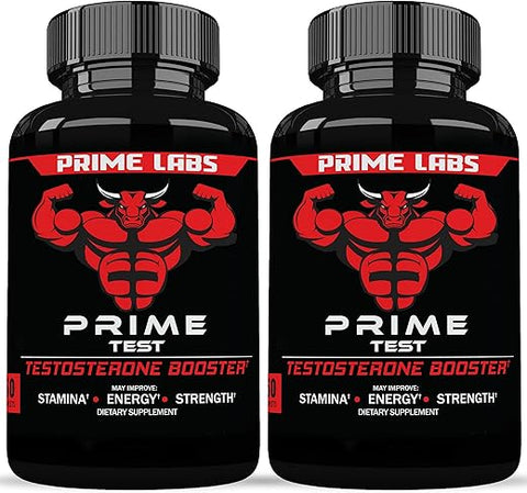 Booster de Testosterona para Homens (2 Pacotes) – Resistência, Durabilidade – 60 Cápsulas - Prime Labs