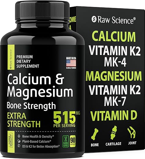 S RAW SCIENCE - Cálcio Citrato com Vitamina D3, K2 – Fortaleça seus ossos – Marca XYZ