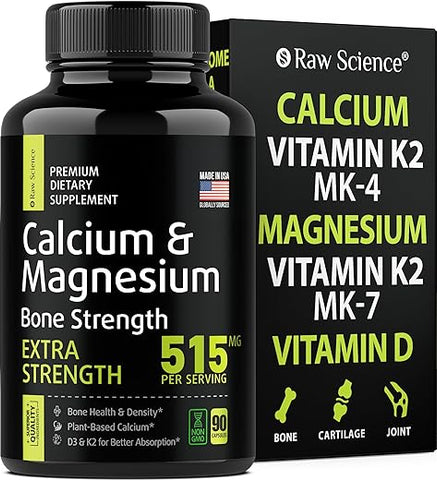 S RAW SCIENCE - Cálcio Citrato com Vitamina D3, K2 – Fortaleça seus ossos – Marca XYZ