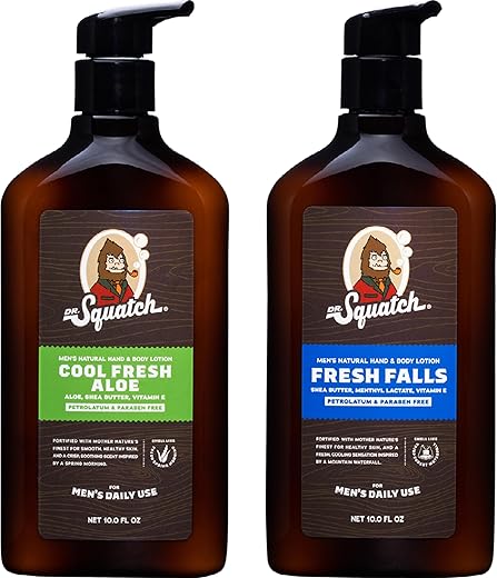 Loção Natural para Homens – Hidratante Não Oleoso 24 horas para mãos e corpo – Com Manteiga de Karité, Óleo de Coco e Vitamina E – Refrescante Aloe Vera – 100g - Dr. Squatch