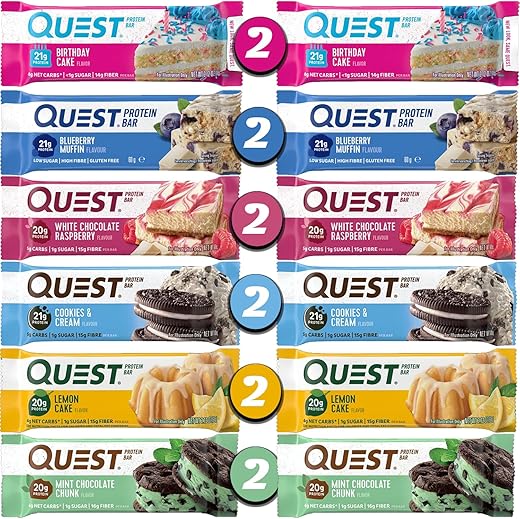 Pacote Variado de Barras de Proteína Generic Quest Nutrition Ultimate, 12 unidades, Alta Proteína, Baixo Carboidrato, Sem Glúten, Amigável à Dieta Keto, 6 Sabores