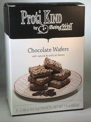 Being Well Essentials - Proti Kind – Wafers de Dieta Rica em Proteínas – Chocolate – 5 Porções – Marca Proti Kind