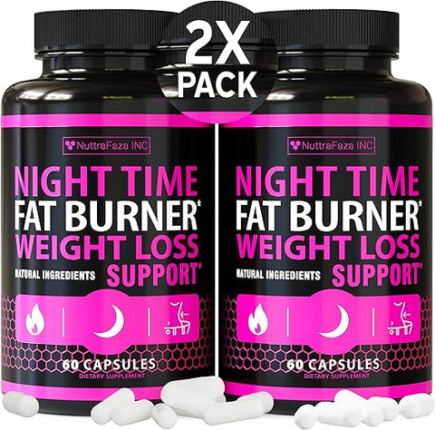 NuttraFaza INC - Pílulas Noturnas para Perda de Peso (2 Unidades) para Mulheres – Queimador de Gordura Abdominal para Mulheres – Pílulas de Dieta que Funcionam Rápido para Mulheres – Fabricado nos EUA