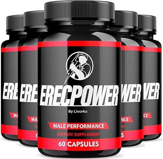 LIVORKA - (5 Pacotes) Cápsulas Erecpower para Homens, Pílulas Erecpower, Desempenho Masculino Erecpower, Cápsulas Erecpower, Cápsulas Erecpower Multivitamínico para Saúde Masculina, Fórmula Avançada Erecpower, 300 g