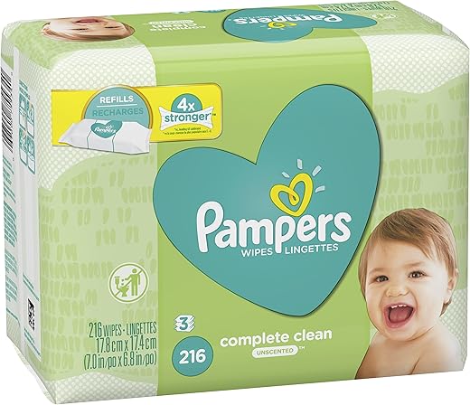 Lenços Umedecidos para Bebês, Complete Clean Sem Perfume, 3 Pacotes de Reposição para Dispenser, 216 Lenços no Total - Pampers