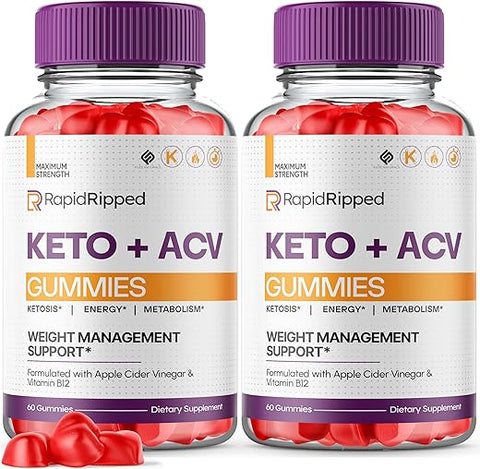 Fuze Naturals - (2 Pacotes) Gomas Rapid Ripped Keto ACV – Suplemento de Vinagre de Maçã 1000mg para Mulheres e Homens, Veganas e Rápidas – RapidRipped Keto