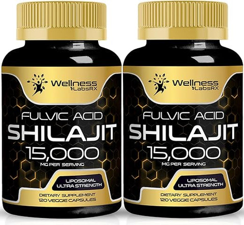 WELLNESS LABSRX - Shilajit Puro Himalaia Orgânico Cápsulas 240 Unidades – 15.000mg – Shilajit para Homens – Marca Shilajit